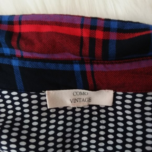 Como Vintage | Red Plaid Contrast Print Top - Picture 4 of 9